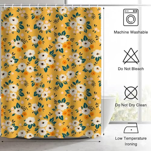 Polyester shower curtain jaune lavable avec œillets antirouille - 8