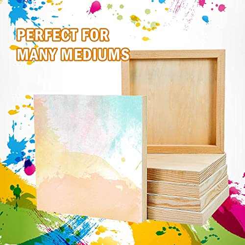 Yoleshy 6 Pcs 8'' X 8'' Unfinished Wood Cradled Painting Panel Boards For Arts & Craft - Wooden Canvas Panels #TOP2