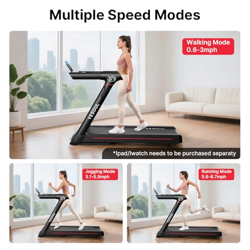 Image of YESOUL Treadmill for Home with 0% /10% Auto Incline, Folding Treadmill with Large 47 inchx18 inch Running Belt, 300 lbs Capacity, LED Display & Smart APP
