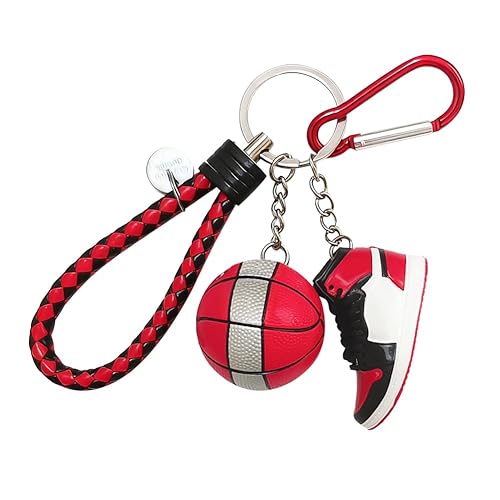 Newly 3D Sneaker Keychain with Mini Basketball & Lanyard, Stylish