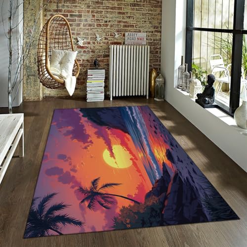 Tapis de salon coucher de soleil antidérapant mince 90x180 - 3