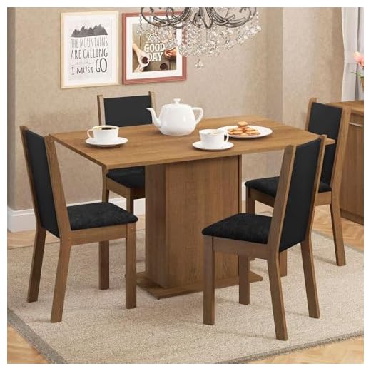 Conjunto Sala de Jantar Madesa Talita Mesa Tampo de Madeira 4 Cadeiras - Rustic/preto/oxford