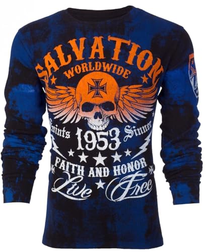 Archaic by Affliction Men's Thermal Shirt Black Tide L