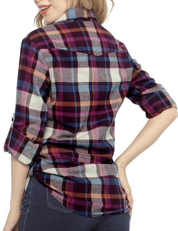 Image of Match Women's Long Sleeve Plaid Flannel Shirt #2021