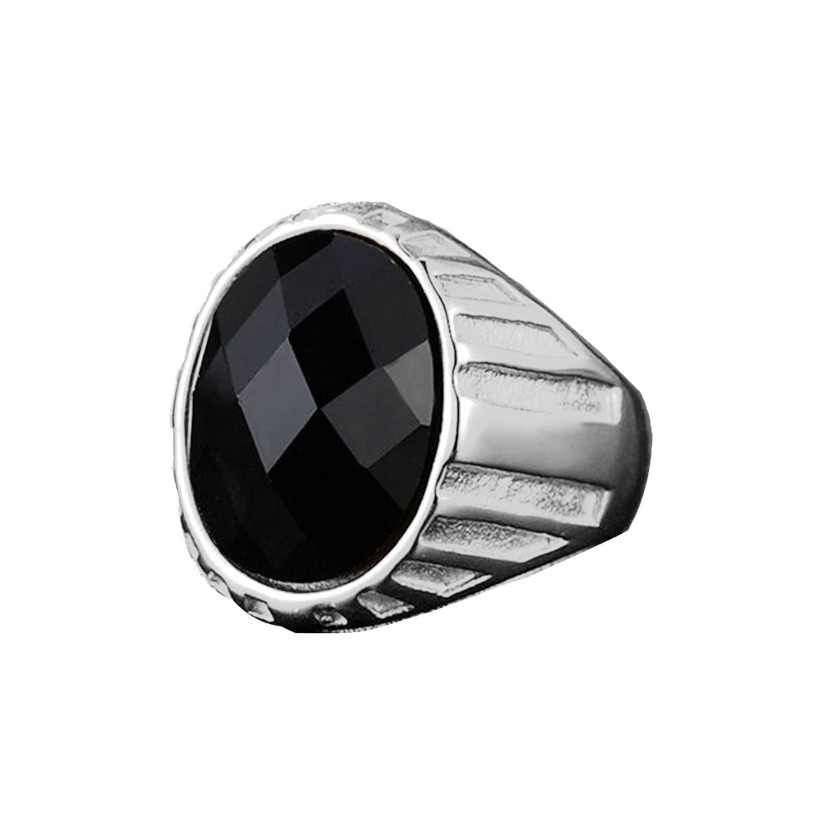 Anello Fidanzamento Acciaio Inossidabile Anelli A Fascia Uomo Anello Retro con Zirconi Anelli Uomo Pietra Nero/Verde/Viola Taglia 15 to 27