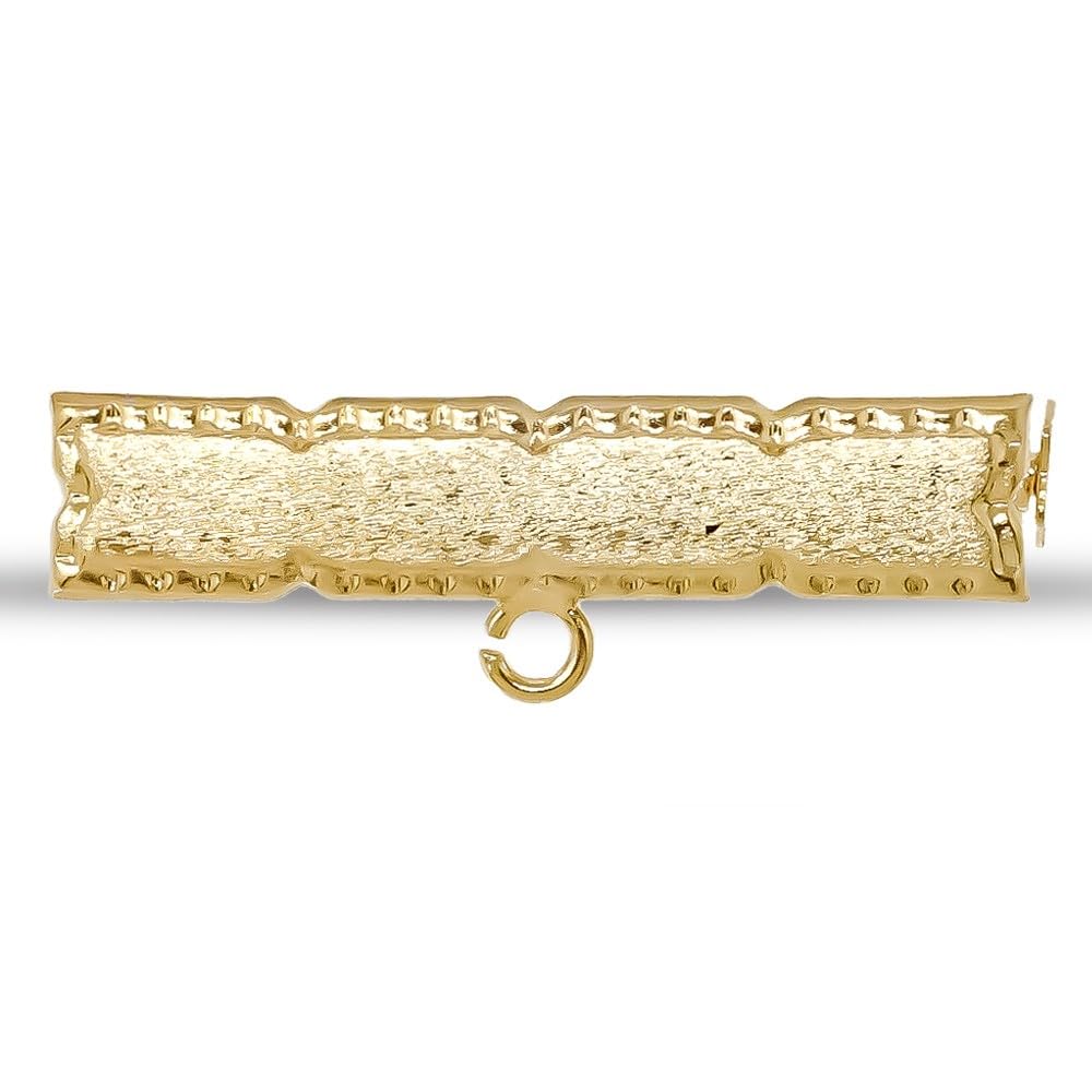 Alfiler Plata Ley 925m chapado oro broche bebé 3cm. rectangular borde detalles tallados