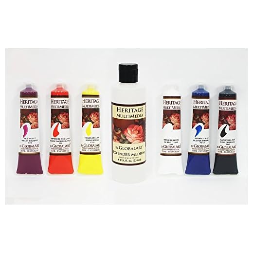 Jansen Art Studio Heritage MultiMedia 6 Color Set with Extender Medium