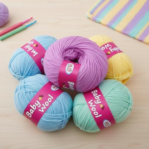 Image of M.G ENTERPRISE 100% Acrylic Wool Purple 8 Pc Baby Wool 4 ply -WB Art-HB