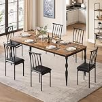 78.8" Rectangular Dining Table for 6, Rustic Farmhouse Kitchen & Dining Room Table with Large Wooden Tabletop, Heavy-Duty Legs, Ideal for Big Families, Parties Everyday Dining (Engineered Wood, Black)