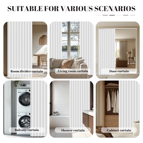 Image of AJAZZ Blackout Magnetic Door Curtain with Curtain Rods 39-52 in Length Accordion Door Closet Door Curtain Invisible Applicable Bedroom Room Living Room Doorway (1 Panel, 54 W x 78 L, White)