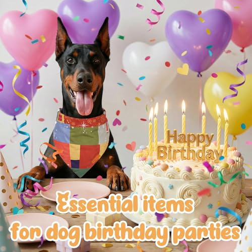Dog Birthday Bandana Boy&Girl Carnival Party Dress Up, Adjustable with 3 Buttons,Classic Elegance Dog Scarf, Pet Bandanas Triangular for Large Dogs and Cats, Size L - image 2