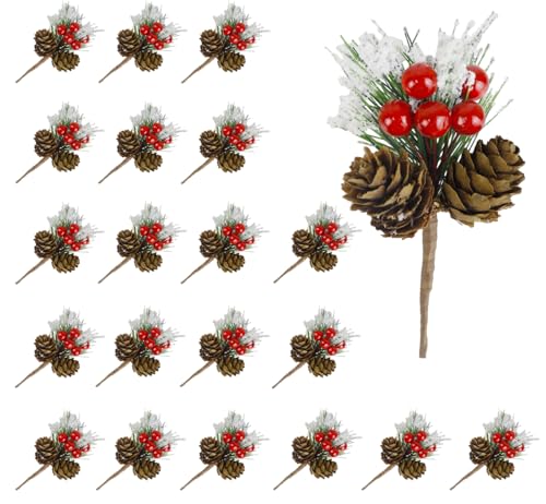 Filltown 20 Stück Weihnachten Künstliche Tannenzweige mit...