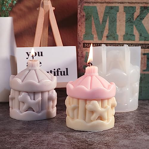 Molde de silicone 3D carrosséis para fabricação de projetos acessórios para velas domésticas gesso f