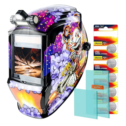 Image of TRQWH Welding Helmet Auto Darkening Large Viewing True Color Solar Powered Welding Mask with 4 Arc Sensor Adjustable Wide Shade Range 4~5-8 /9-13 Welder Mask with Grinding