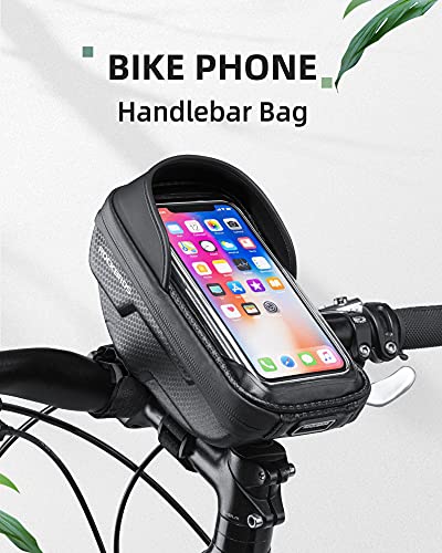 Rockbros Bike Phone Mount Bag Bike Front Frame Handlebar Bag Waterproof Bike Phone Holder Case Bicycle Accessories Pouch Sensitive Touch Screen Compatible With Iphone 11 Xs Max Xr 8 Plus Below 6.5" #TOP1