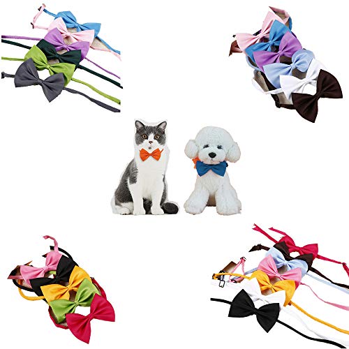 Muhan 50PCS Mix Colors Adjustable Pet Bow Neckties Dog Tie Bowknot for Party Soft Collar Grooming