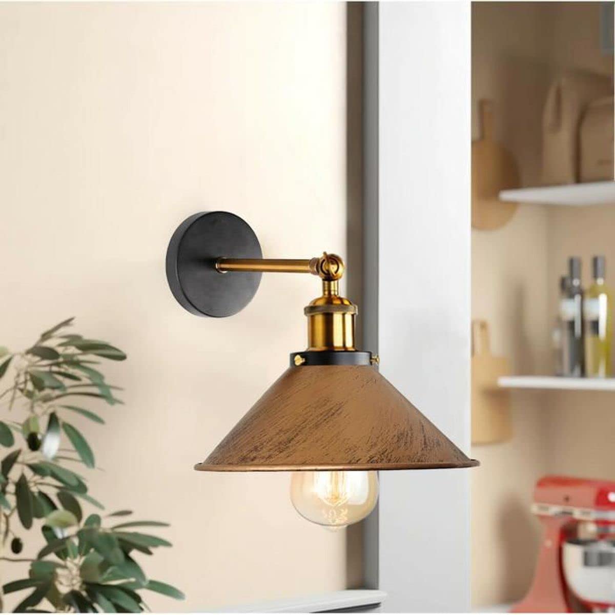 2 Piezas Aplique de Pared industrial Lámparas de Pared E27 Iluminación Interior Luz de Pareds ø22cm Metal Ajustable Lámparas para Salón Pasillo