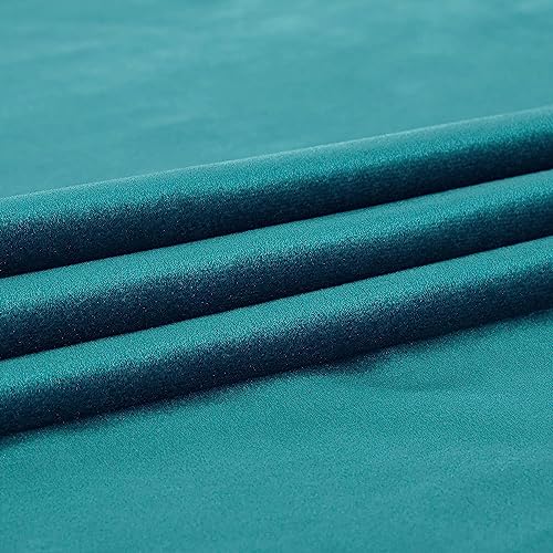 Image of PRIMROSE Teal Velvet Curtains 72 inches Long for Living Room,Luxury 2 Panels Room Darkening Rod Pocket Back Tab Curtain Elegant Thermal Insulated Heavy Soundproof Decorative Window Drapes for Bedroom