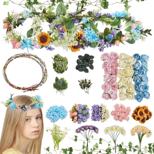 Accessoires pour cheveux sans douleur : lot de 12 couronnes de fleurs légères