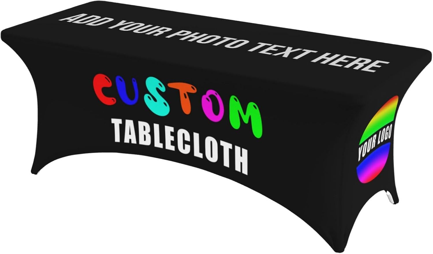 Custom Table Cloth with Business Logo Personalized Tablecloth Add Your Photo Text Name Table Runner Banner Sign Customized Table Cover, Yellow, 6 FT