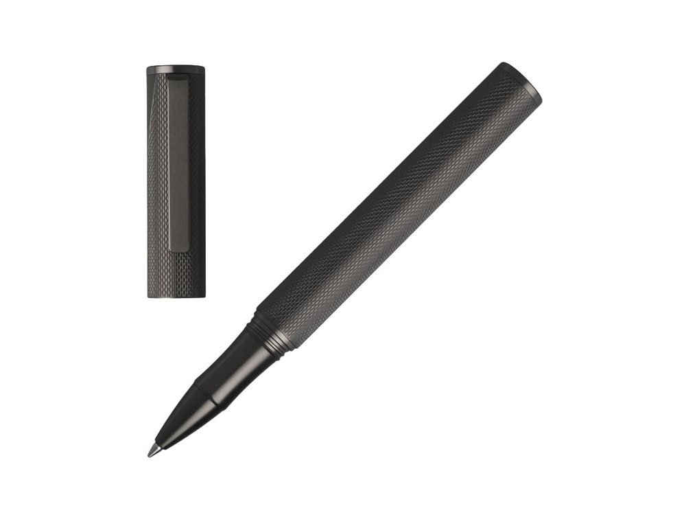 BOSS Hugo Penna Roller Label Chrome | Scrivere Con Stile, Mina Nera Sostituibile, Regalo Di Lusso