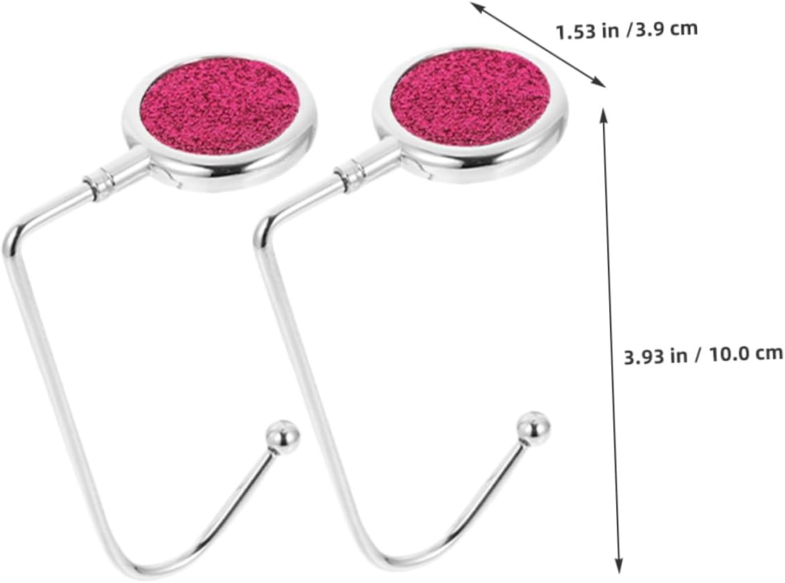 2pcs Portable Purse Hook for Table and Desk Bag Holder, Handbag Hangers with Large Straight Hooks, Blue and Rose Flash Colors, Suitable for Hanging Backpacks and Purses in Office