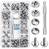 120PCS Snap Buttons Snap Fastener Kit Stainless Steel Snap Buttons Marine Grade Canvas Boat Cover...
