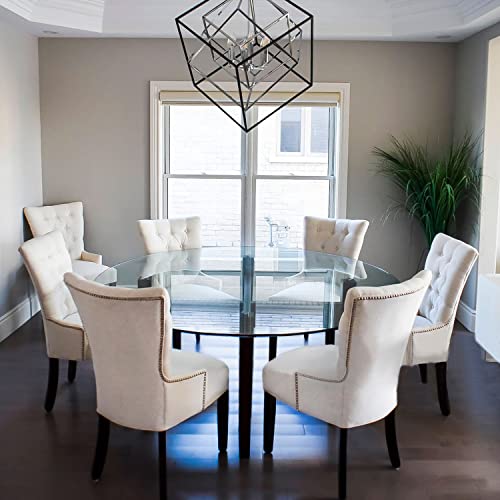 Fab Glass And Mirror 60" Inch Round, 1/2 Thick Flat Edge Polished Tempered Glass Table Top, 60 Inch, Clear #TOP5