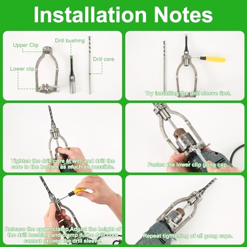 Square Hole Drill Bit Adapter & 4pcs Square Hole Drill Bit, Mortising Attachment for Drill Press Mortise & Tenon Tools Woodworking Mortise Machine Easy Install or Disassemble Fixing Bracket