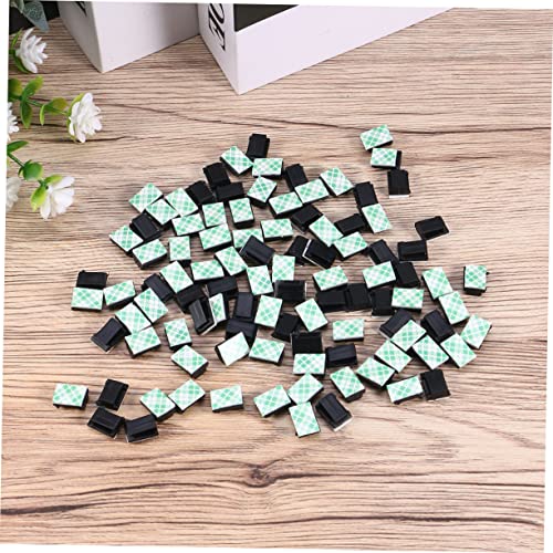 Gadpiparty 100pcs Clips Adhesivos para Cable Sujetadores de Cable Clips de Cuerda Abrazaderas Fijas Organizador para Gestión Bajo Escritorio miniatura 4
