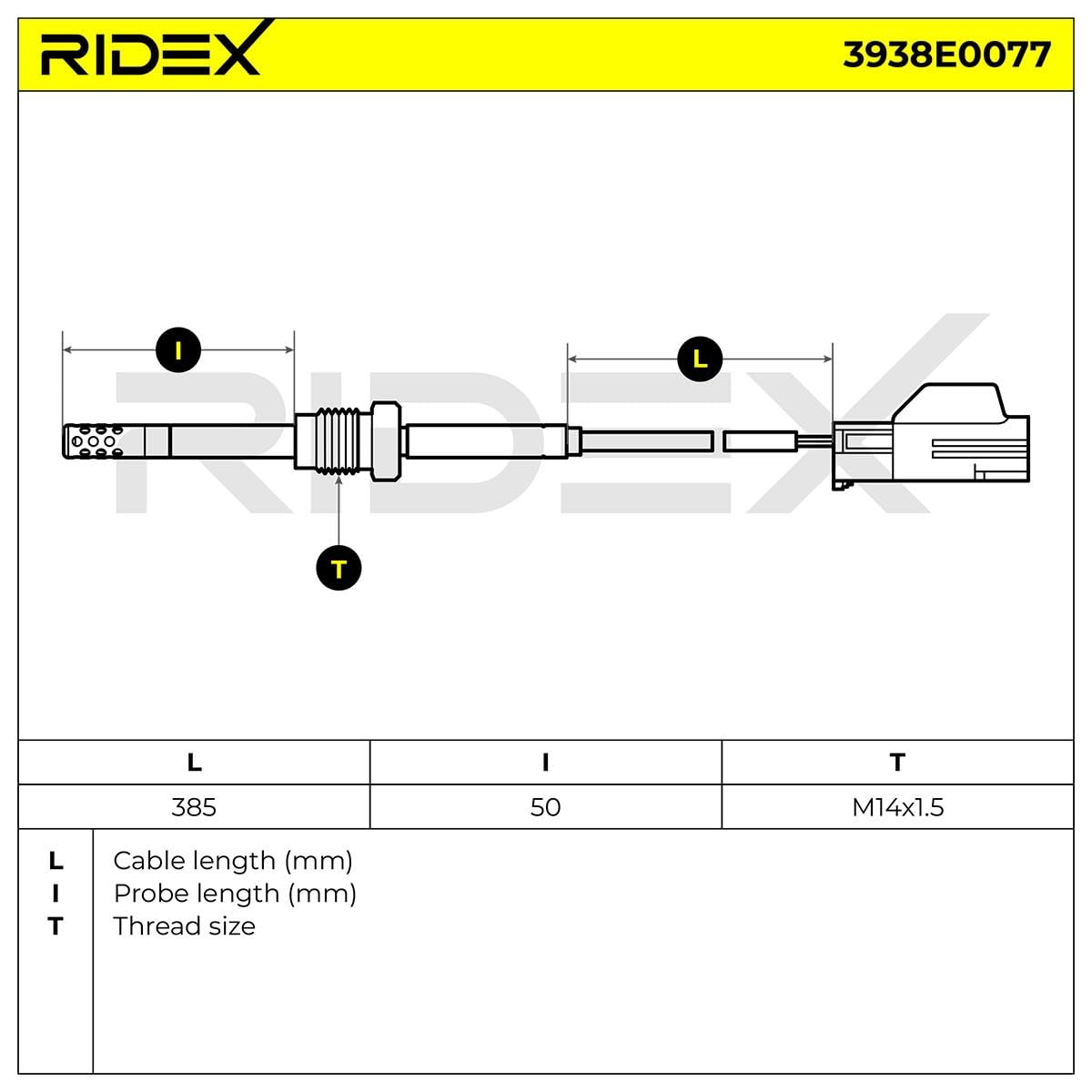 RIDEX 3938E0077 Sensore Temperatura gas scarico Compatibilità con VOLVO XC90 I 275