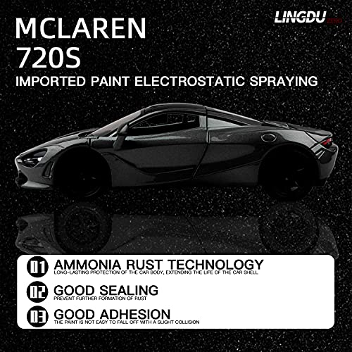 Coolpur 1:32 For Mclaren 720S Zinc Alloy Pull Back Car Diecast Model,Decorative,Mini Vehicles Toys For Kids,Boyfriend,Young Peoples Gift（Black） #TOP2