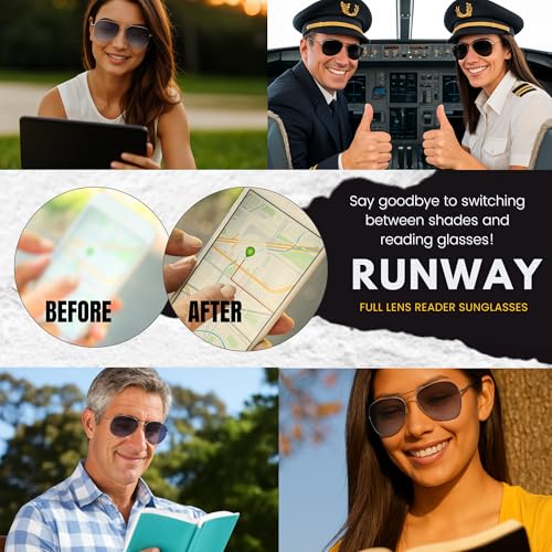 Image of proSPORT Reading Sunglass Tinted FULL LENS Sun Reader Glasses Aviator Large Men Women NOT BIFOCAL