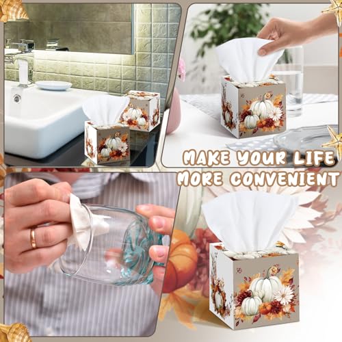Image of Fourluoo 12 Pack Fall Pumpkin Facial Tissues Cube Face Boxes 600 Sheets 3 Ply Small Fall Square Tissues Bulk for Thanksgiving Day Autumn Harvest Car Bedroom Party Supplies
