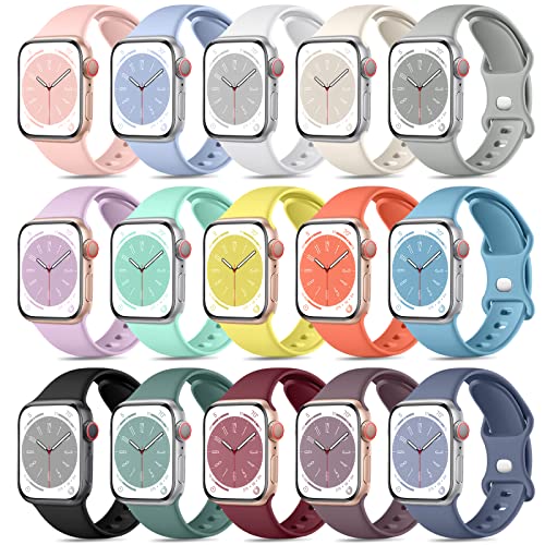 Dirrelo 15 Pack Deportiva Correas Compatible con Apple Watch Correa 38mm 40mm 41mm para...