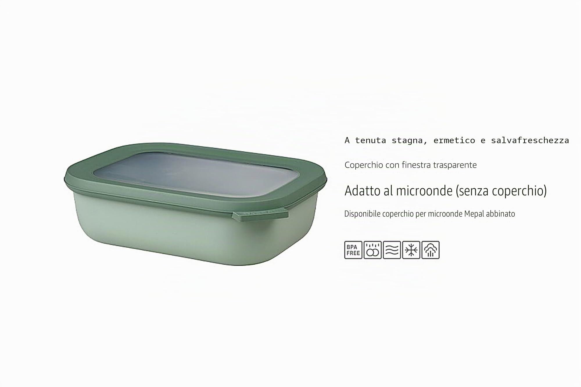Mepal - Set da 3 Contenitori Cirqula Rettangolare - Contenitori per Alimenti con Coperchio - Adatti come Contenitori Ermetici per Frigo, Congelatore, Microonde - 500, 1000 & 2000 ml - Nordic blue