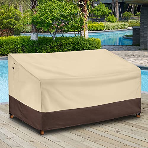 Arcedo Patio Sofa Cover, Heavy Duty Waterproof Outdoor Deep Lounge Cover For 3-Seater Couch, Medium Durable Veranda Furniture Bench Cover With Air Vent, 78” X 34” X 32”, Beige & Brown #TOP7