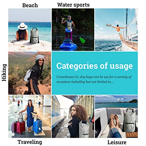Yunboo Crunchouse Co. Bolsa Seca Flotante Impermeable de Hoja de Palma de 10L con Funda de Teléfono Impermeable y Sensible al Tacto - Ideal para Playa, Senderismo, Tubing, Kayak, Canoa, Camping, Pesca y Viajes miniatura 5