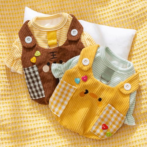 Pantalones de disfraz para perro M amarillo suave con anillo para correa miniatura 2