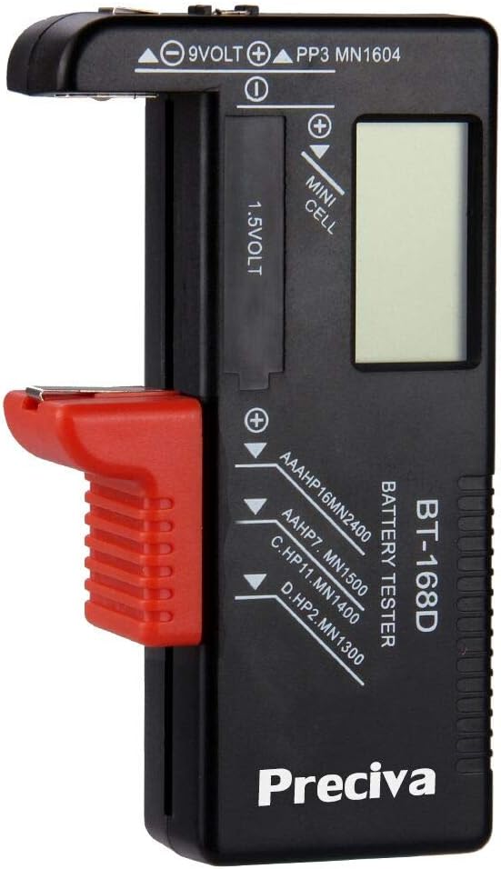 Digital Battery Tester Preciva Mini Cell Rechargeable Muti Battery Volt Checker for Household AA CD AAA 1.5V 9V