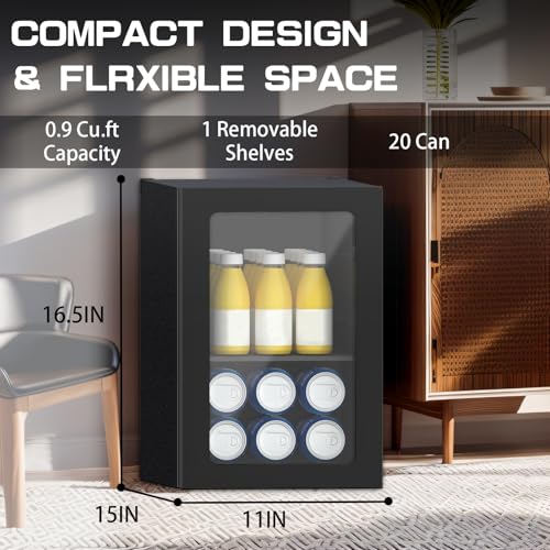 Dollardash RFG1 Compact 20 Can/0.9 Cubic Foot Beverage Fridge With Glass Door For Soda, Beer Or Wine thumb #6