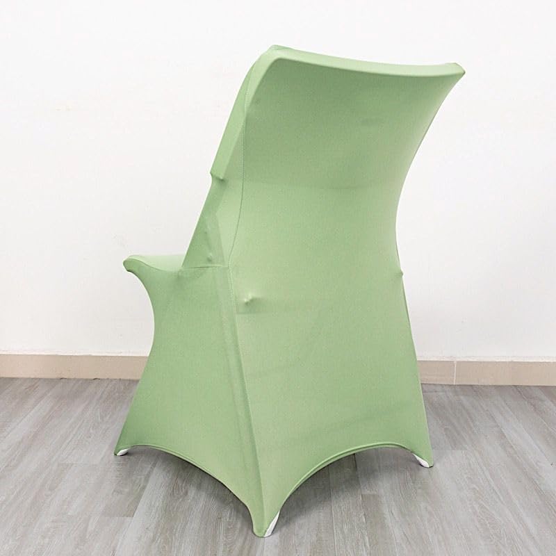 Miniatura 4 de Balsa Circle 10 fundas para sillas plegables de elastano verde salvia, protector de asiento extraíble, lavable, suministros de fiesta, boda,