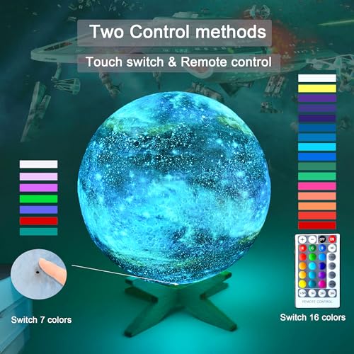 Hyodream RF-060819 5.9'' Moon Lamp Kids Night Light Galaxy Lamp Rechargeable Battery Touch & Remote Control 16 Colors Led Moon Light As Birthday Gifts thumb #3