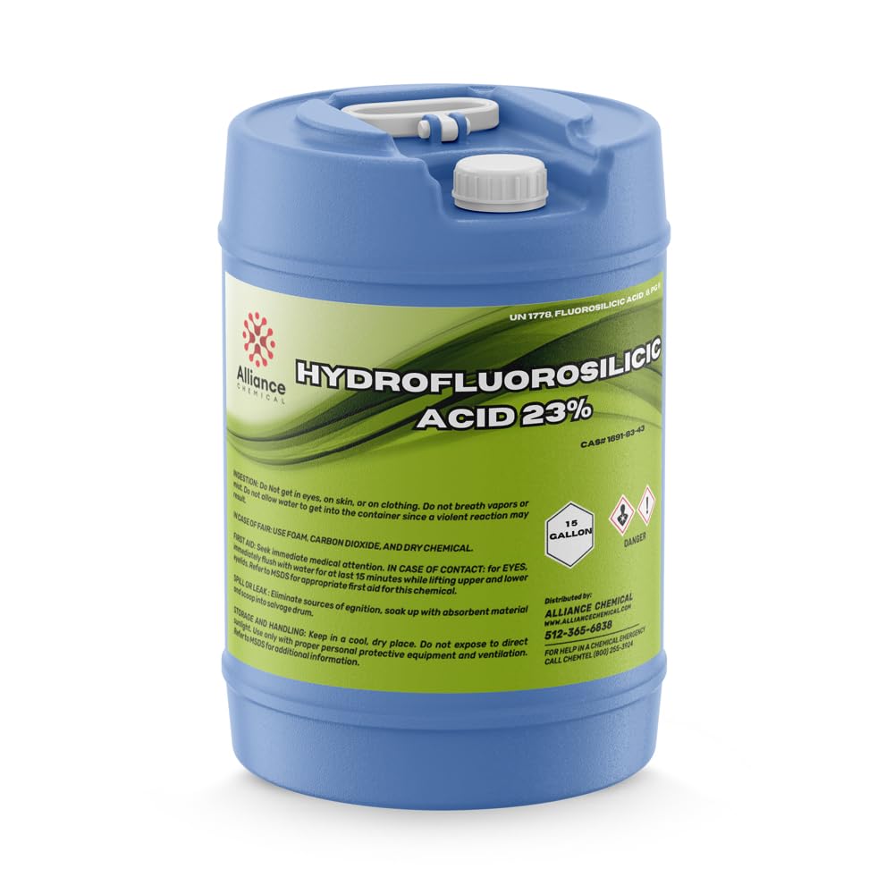Hydrofluorosilicic Acid 23% (HFS) - 15 Gallon Drum - Suitable for Larger-Scale Industrial use, Municipal Water Treatment, and Chemical Manufacturing