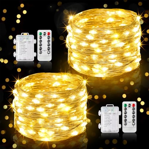 GEARLITE Lichterkette Batterie Timer, 2x10M 100 LED Lichterkette mit...