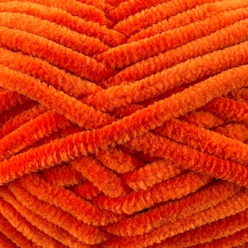 Image of Cuddly Velvet Chenille Yarn, Super Soft Fluffy Bulky for Knitting Crocheting Crafting Blanket Amigurumi, Durable for Shedding, 100 Gram (3.53 Ounces) 109 Yards (100 Meters) (Burnt Orange)