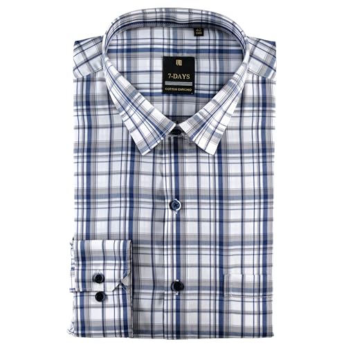 Image of 7-DAYS Men's Premium Checks Formal Shirt - Cotton Rich, Regular Fit, Full Sleeve, with Pocket, Wrinkle Resistant - Stylish Office & Everyday Wear.
