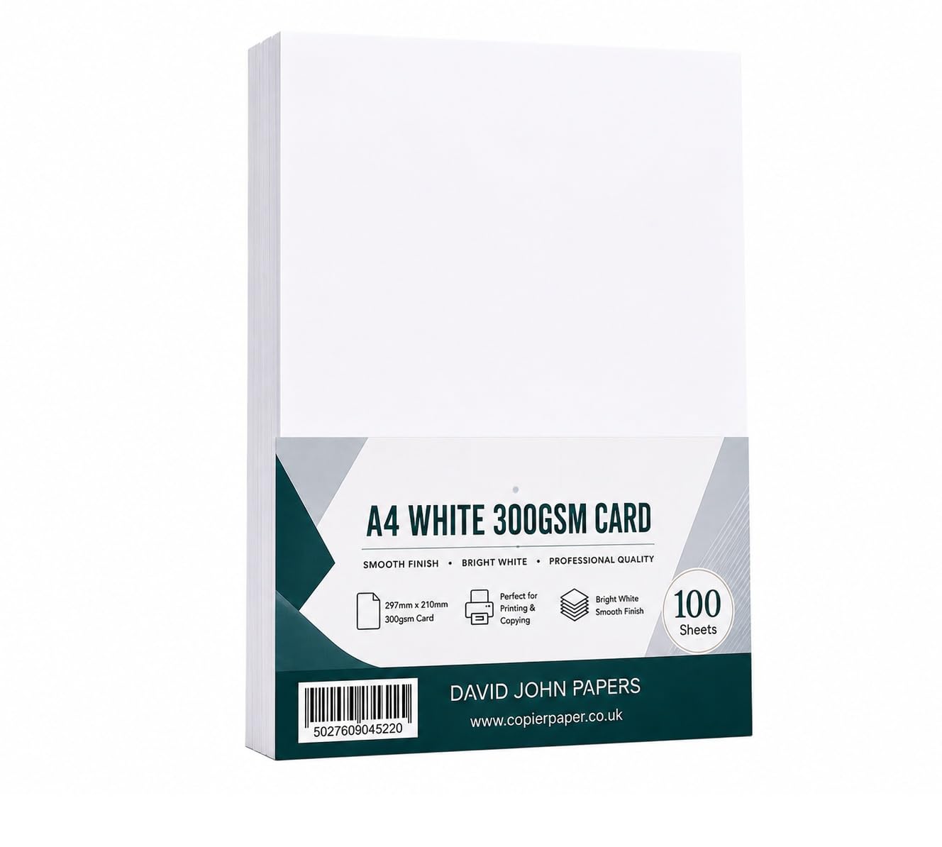 DJP A4 White Card 300gsm. 100 Sheets, Premium Thick Bright White Smooth Cardstock for Printing, Invitations, Certificates, Crafts & Cards