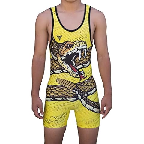 TRI-TITANS Don't Tread On Me! Folkstyle Wrestling Singlet Youths and Adult Mens (Adult L: 165lbs-185lbs) Cover