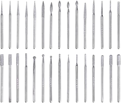 Bestgle Juego de 30 piezas de fresas con revestimiento de titanio de diamante de 0.093in, kit de accesorios de fresas rotativas para pulir, tallar,